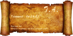 Temmer Anikó névjegykártya